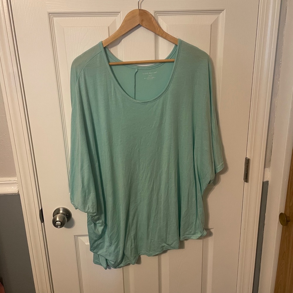Lane Bryant Light Blue/Green Dolman Sleeve Top Size 22 24
